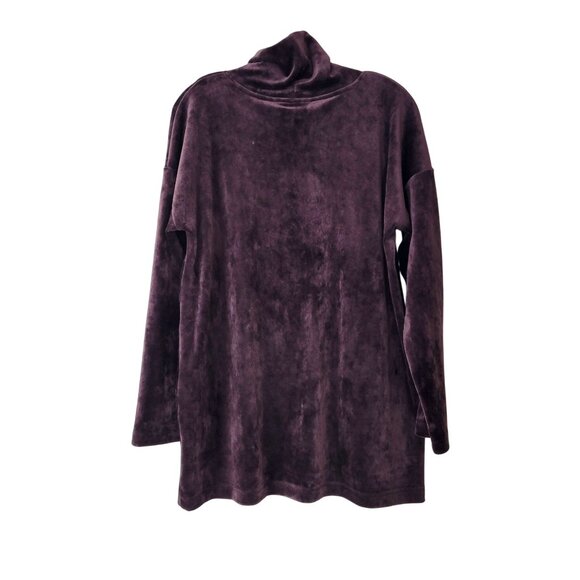 Pure Jill Purple Velour Cowl Neck Pullover Tunic Top Size Medium - Picture 2 of 4